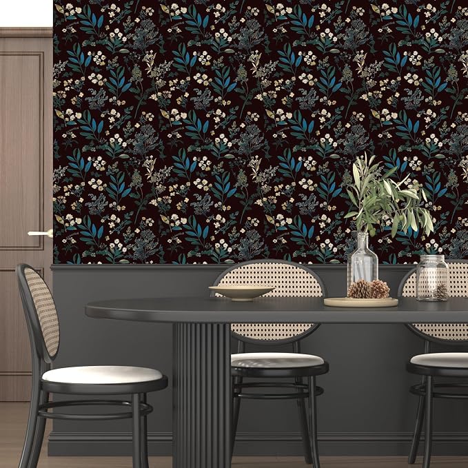 Laatse Vintage Floral Peel and Stick Wallpaper 17.5'' x 393'', Green Blue | Self Adhesive/Removable/Waterproof/Thick Vinyl Contact Paper for Bathroom Bedroom Shelf Cabinet Drawer,Prepasted,Easy Peel - Image 6