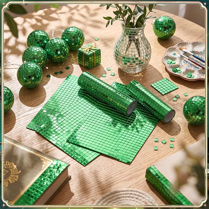 10800 Pieces Green Disco Mirror Tile Self-Adhesive Mirrors Mosaic Tile - Image 6