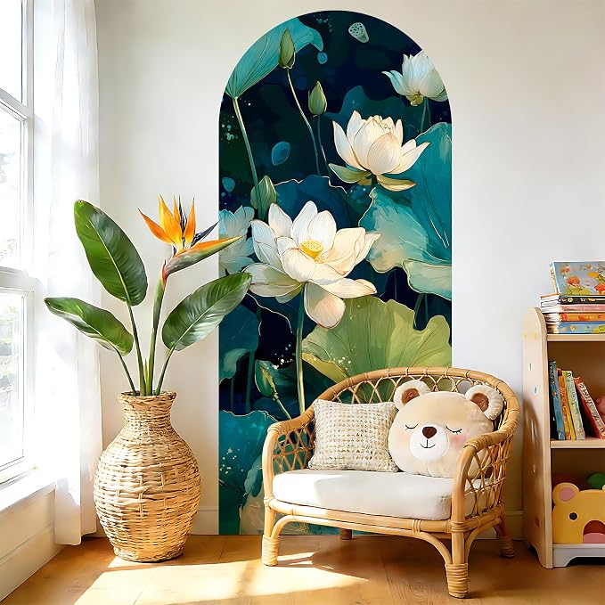 Arch Wall Decals Peel and Stick, Large Wall Stickers, Removable Home Decor Art Wallpaper for Bedroom Living Room, Floral Pattern, 71'' 31.7'' - Image 5