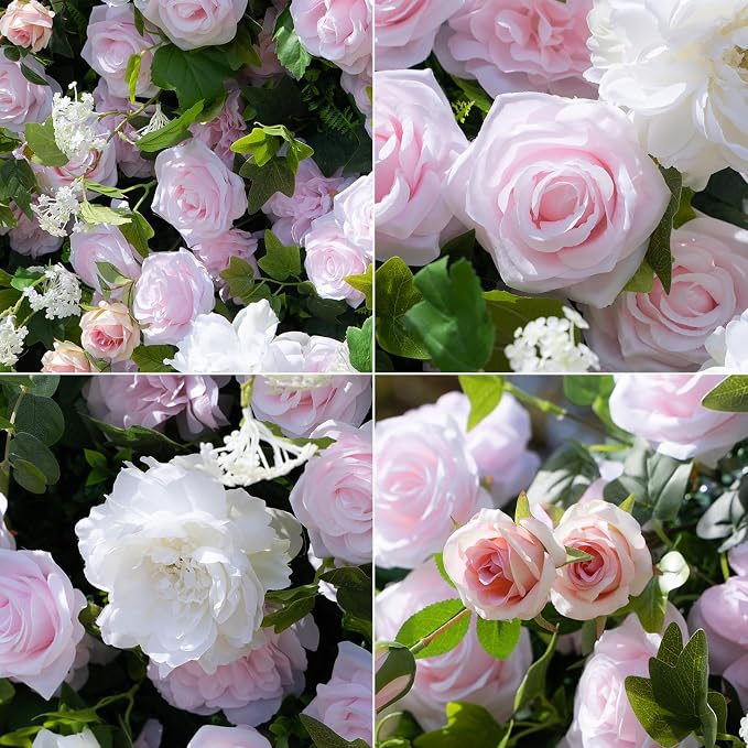 4ft*8ft Artificial Flower Wall Panels, 3D Silk Floral Wall Backdrop | Rose Wall for Wedding, Baby Show, Party and Home Decor, Quick Assembly/Storage, Both Eco ＆ Pet Friendly - Image 4