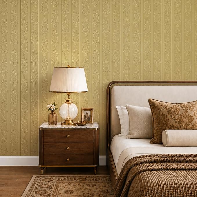 JiffDiff Khaki 3D Embossed Textured Peel Stick Wallpaper 17.3"x800" | Removable Renter Friendly Contact Paper, Waterproof Self Adhesive Wallpaper for Bedroom, Bathroom, Decor - Image 2