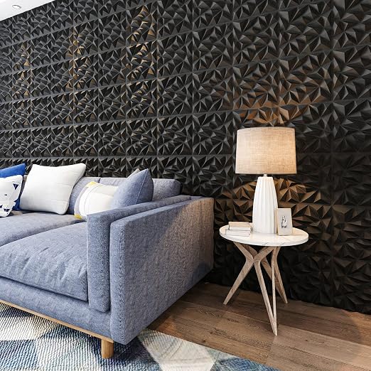 Art3dwallpanels 33 Pack 3D Wall Panels, Black PVC | Modern Raised 3D Wall Tiles, Waterproof Fireproof, 33 Sheets Large Pack, Easy DIY Mount for Residential Commercial Wall - Image 4