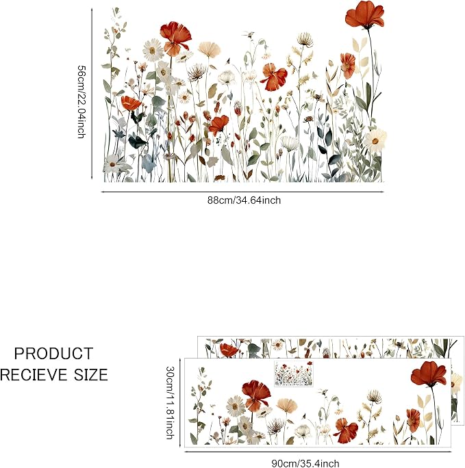 Flower Wall Decals - Peel and Stick Large Floral Flowers Wall Stickers,Removable Flower Home Decor Art for Kids Living Room, Bedroom, Nursery Decor Wall Corner Decor (Large Flower Wall Decals) - Image 2