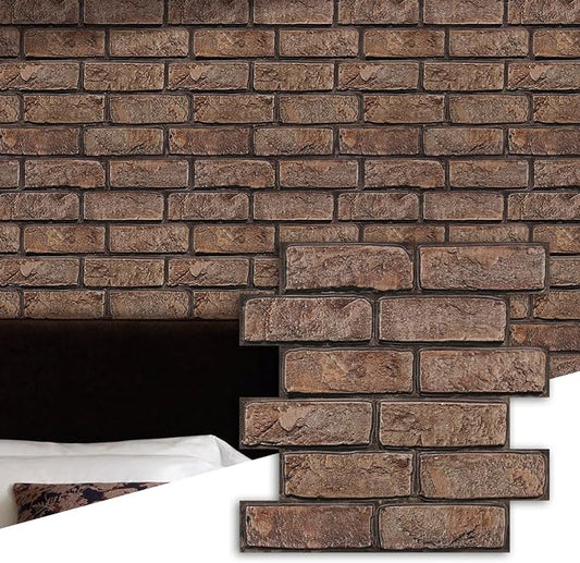 Commomy Faux Brick Wall Panels Peel and Stick Thin PVC 10 Pcs 11.8" x 11.8" | Small Size Thin PVC Quick Wall Covering Home Decor for Kitchen,Fireplace,Home Office (Covers 9.7 sq.ft) by CommomyDecor