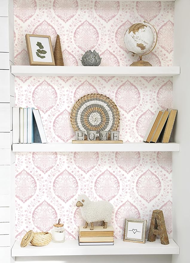 CiCiwind 393.7"×17.3" Boho Peel and Stick Wallpaper Pink Floral Wallpaper Removable Self Adhesive Eco-Friendly Contact Paper Modern for Bathroom Bedroom Farmhouse Eco-Friendly Vinyl Wall Paper - Image 6