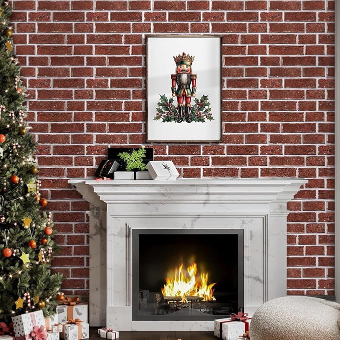 3D Faux Brick Wall Panels Peel and Stick, Designed for Quick DIY | Dark Red, 10 Pcs 11.8" x 11.8", Small Brick-Look, Ultra-Light PVC Fake Brick Covering for Wall Renovation, Cover 9.7 sq ft - Image 12