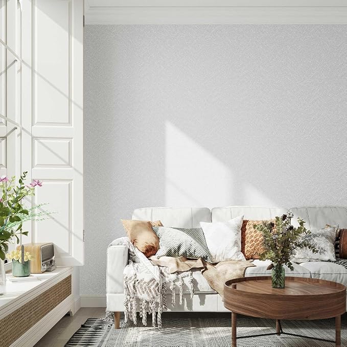 White Textured Wallpaper Peel and Stick Silk Embossed Vinyl Contact Paper | 15.7" x 787.4" Removable Wrap Paper for Cabinet - New Environmentally Friendly Upgrade Wall Paper for Cabinets Shelves - Image 8