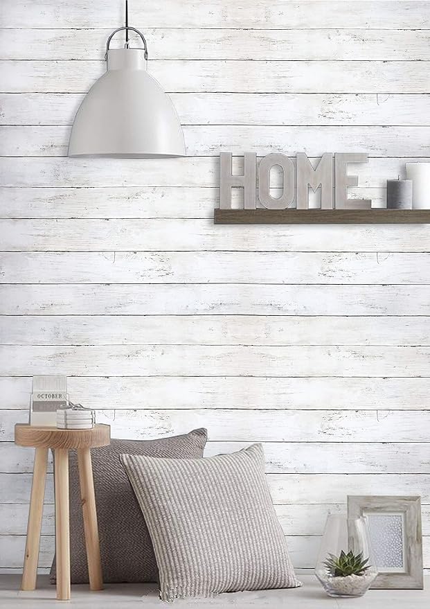 CiCiwind 82Ft×17.7In White Grey Wallpaper Wood Peel and Stick Wall Paper Vintage Self-Adhesive Removable Wood Panel Contact Paper Decoral Rv Living Room Laundry Hallway Closet for Walls Covering - Image 5