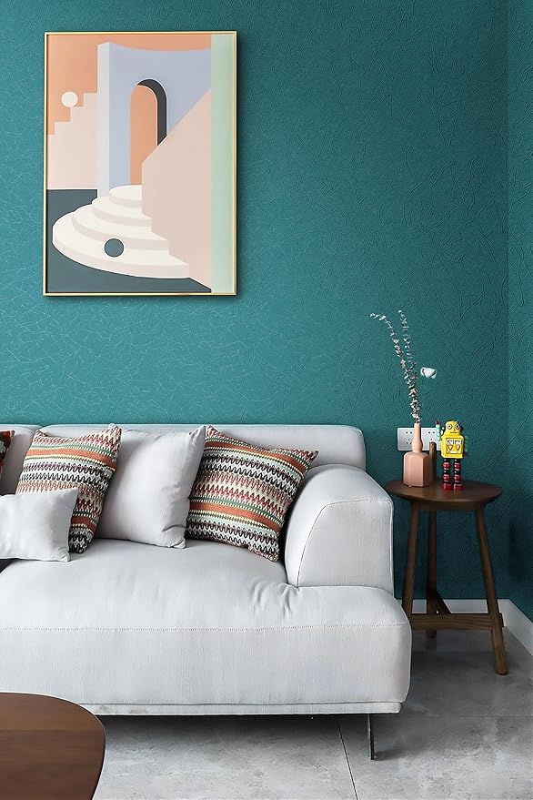 Safiyya Wallpaper Teal Silk Contact Paper Textured Wallpaper Peel and Stick Modern Removable Wall Paper Silk Decorative Self Adhesive Vinyl Rolls 118"x 17.3" - Image 6