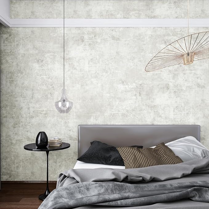 VEELIKE Distressed Concrete Wallpaper Peel and Stick Light Grey Limewash Wallpaper for Bedroom Living Room Accent Wall 24''x354'' Self Adhesive Removable Concrete Look Wall Paper for Bathroom Renters - Image 6