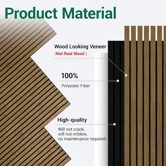 4 Pack 47.2×23.6 Inch Decorative Acoustic Wall Panels | Dark Walnut, 0.4" Thick, Polyester Fiber Core with Wood Veneer, Easy to Cut and Install,covers 46 sq.ft - Image 2