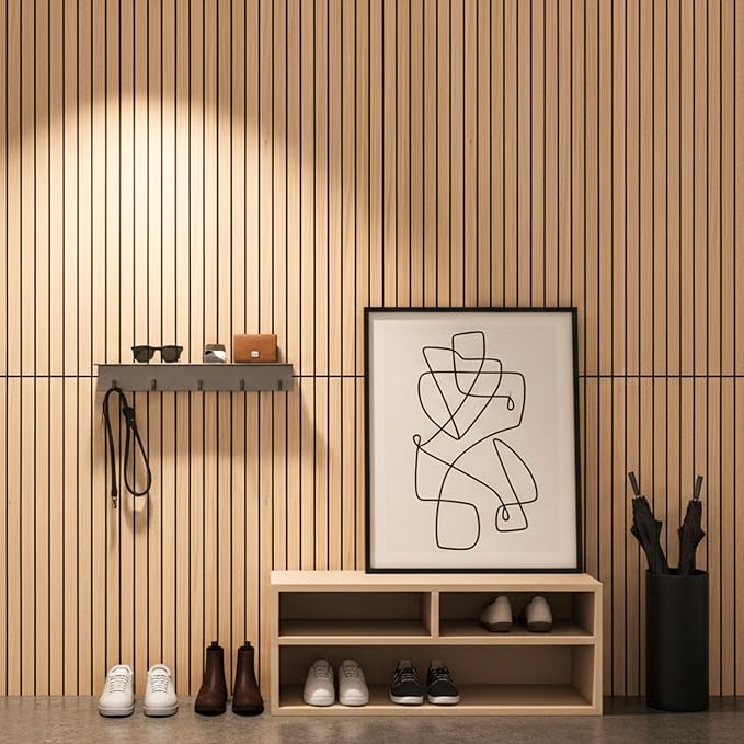 WoveN SounD Acoustic Wall Panels, Natural Oak, 10 Pack, 47.2x23.6 in | Self-Adhesive, Peel and Stick, NRC 0.95, Premium Sound, Echo Proof, Slat Decor, Studio, Home, Office, Media Room - Image 4