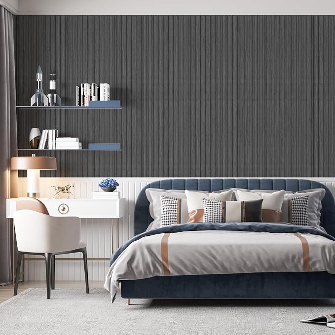 3D Wood Slat Wall Panels Peel and Stick Faux Wood Grain Thick Wallpaper 15.7"x118" Acoustic PET & IXPE Foam Paneling Self-Adhesive Decor for RV Living Room Bedroom Ceiling DIY Accent Wall Covering - Image 7
