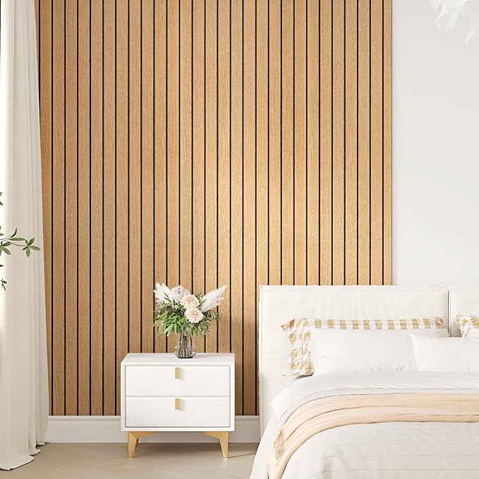 Brown Peel and Stick Wood Panels 3D Faux Wood Slat Wall Paneling | Removable Self Adhesive Wooden Slat Panel Wallpaper for Bedroom TV Background Cabinets PVC Plank Stick on Walls 11.8" x 118" by Skyblur