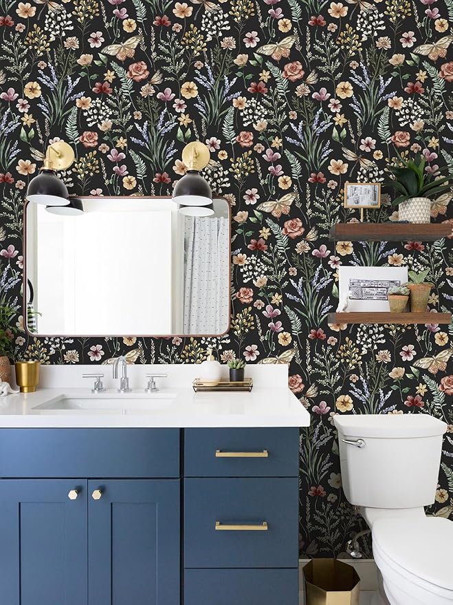 Orainege Vintage Floral Wallpaper Peel and Stick Wallpaper Boho Removable | 16.9in x 393.7in Floral Contact Paper Self Adhesive Wall Paper for Bedroom Cabinets Decor - Image 4
