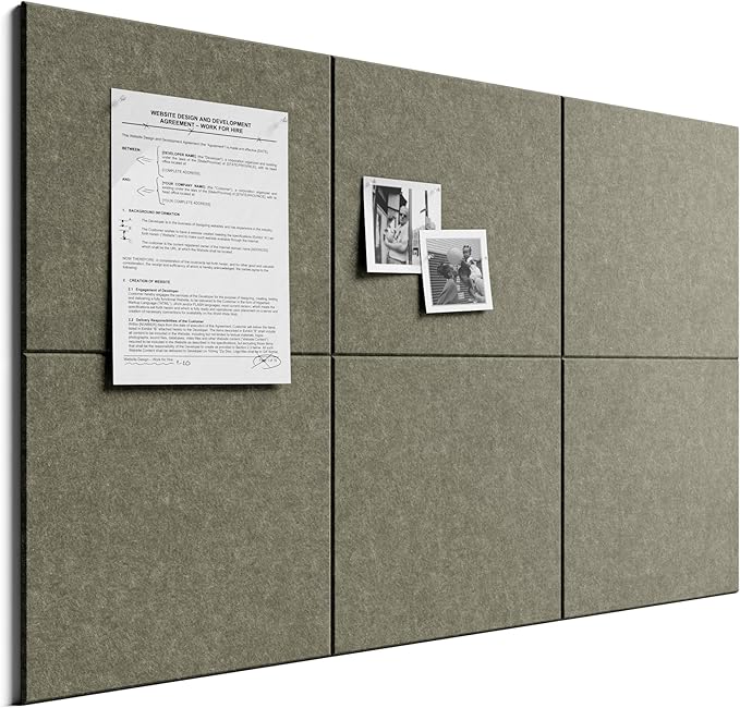 Bumusty 36"x 24" Large Felt Bulletin Board Tiles, Earth Brown | 6-Pack Cork Board Alternative, Wall Decor, 30 Pushpins, 30 Adhesive Tabs, Vision Board, Office, Classroom, Home, Dorm by BUMUSTY