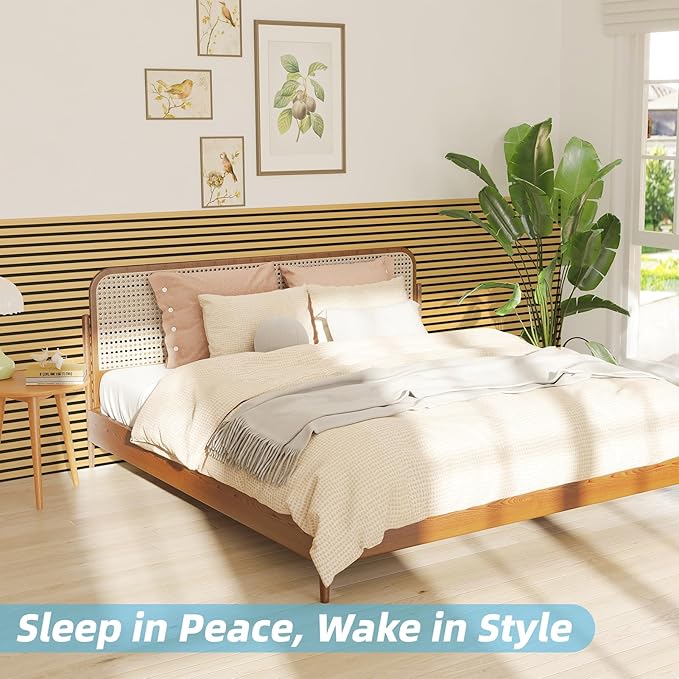 Art3d 6-Pack Soundproof Wood Slat Wall Panel, 94.5 x 7.9 in, Bamboo-Hued | Wood Grain Finish, Effortless Setup, Sustainable, Long-Lasting, Noise Reduction, Easy Care, for Living Room, Bedroom, Office - Image 3