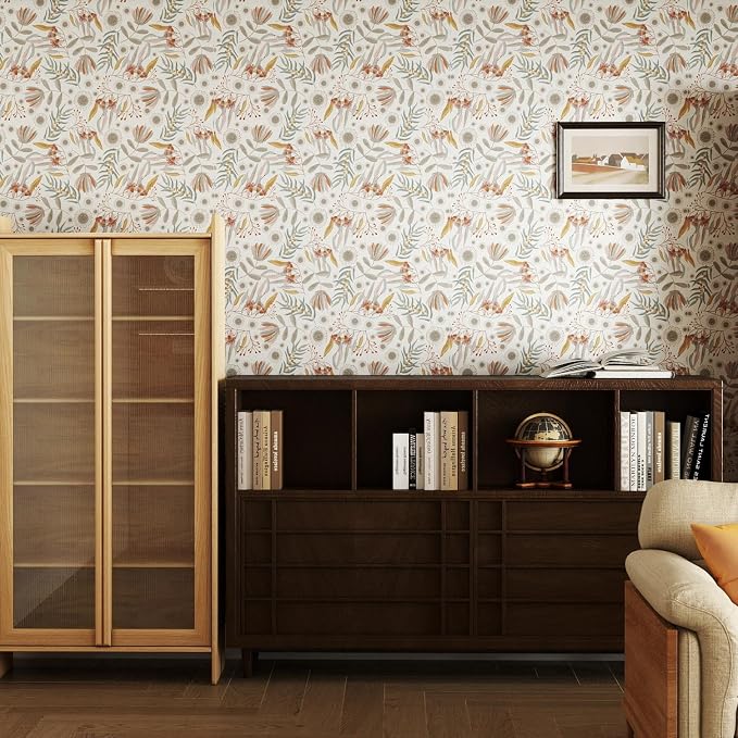 Hopepak Vintage Wallpaper Peel and Stick Floral Wallpaper Boho Floral Contact Paper Removable Self Adhesive for Living Room Bedroom Bathroom Cabinets Wall Decor Vinyl 17.3" x 78.7" - Image 3