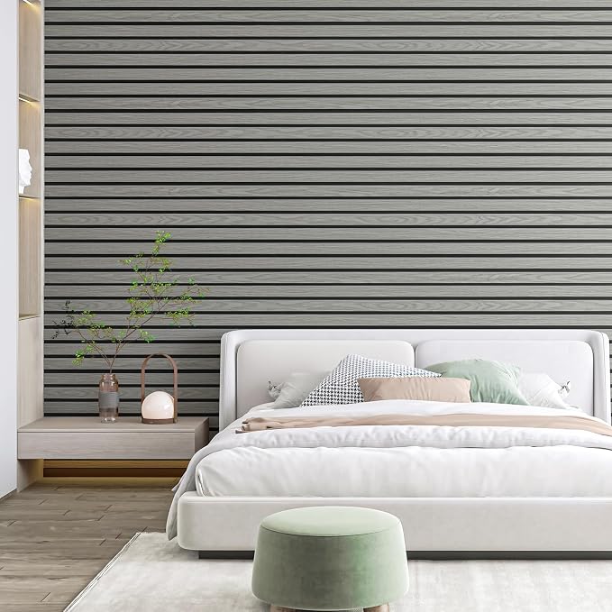 Art3d Six-Grid Design Slim Slat Wall Panel, 104 x 12 Inch, 4-Pack, Ash | Lightweight, Wainscoting, Waterproof, Easy to Clean, Sturdy, Glue on, Elegant Style, for Bedroom, Office, Home Improvement - Image 3