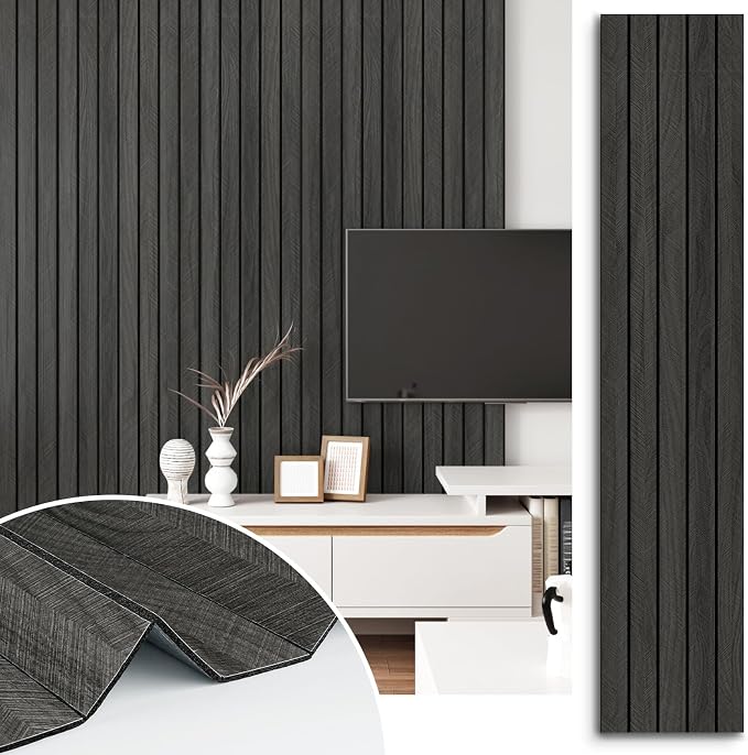 197"x23.6" 3D Wood Panels for Interior Wall Decor Peel and Stick Acoustic Wood Slat Wall Panel Self Adhesive Soundproof Wooden Slats Paneling Wallpaper for Bedroom Living Room Gym Backdrop by STICKEEP