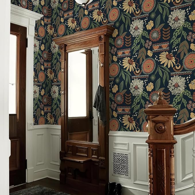 Simon&Siff Boho Sun Floral Retro Peel and Stick Wallpaper 17.3" x 800" | Removable Waterproof Self Adhesive Contact Paper Renter Friendly for Cabinets, Furniture, Bedroom, Bathroom, DIY Decor - Image 7