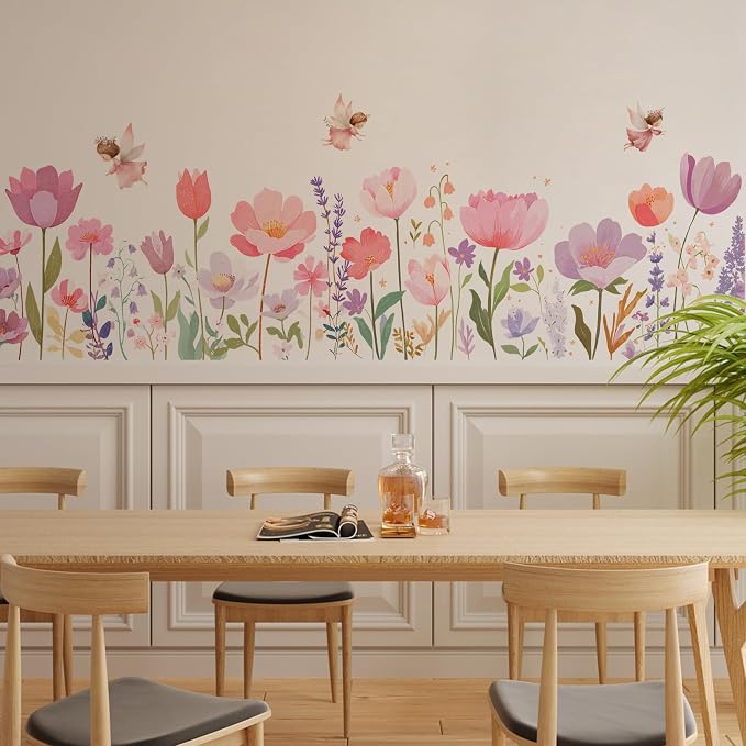 Flower Wall Decals - Flower Elves Peel and Stick Wall Art Decals,Removable Flower Home Decor Art for Kids Living Room, Bedroom, Nursery Decor Wall Corner Decoration - Image 5