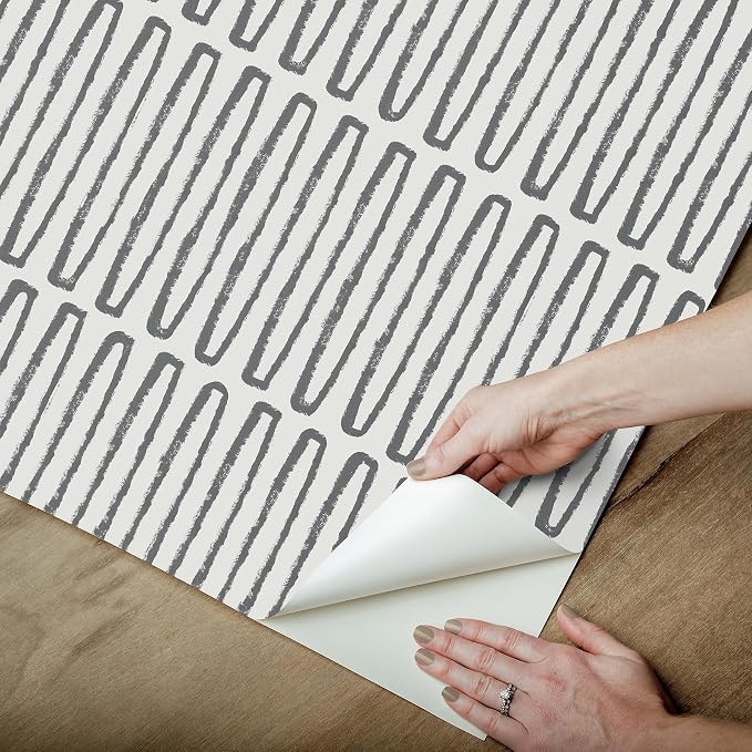 NuWallpaper Porter Charcoal Peel and Stick Wallpaper, Charcoal Patterned Removable Contact Paper for Walls, Self Adhesive Wall Covering for Bedroom Living Room Accent Wall - Image 4