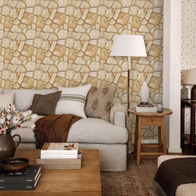 Commomy Faux Stone Peel and Stick Wall Panels | Ultralight Thin PVC Printable Faux Rock Wall Covering Decorative Tiles for Living Room,Fireplace(Covers 9.7 sq.ft) - Image 8