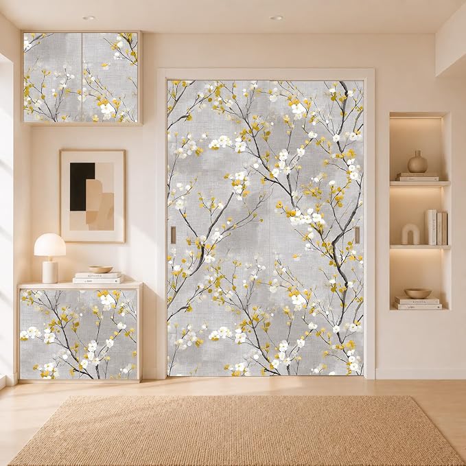 White Floral Branches Removable Self-Adhesive Wallpaper for Bedroom & Living Room Decor 17.7×236 Inch,Waterproof Wall Covering for Accent Walls, Apartment, Nursery - Image 8