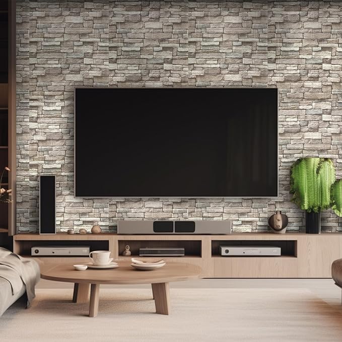 Yutianli 20PSC 3D Wall Panels Peel and Stick Faux Brick Wall Panels Self-Adhesive 3D Brick Wallpaper Foam Stone Wall Panel - Image 2