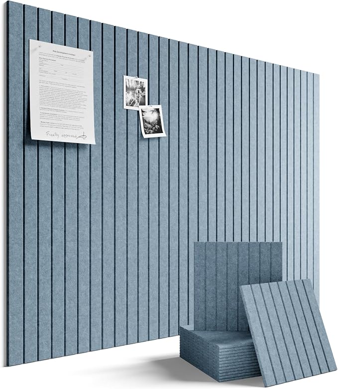 Fluxynara 48" x 36" Large Felt Bulletin Board, Dusty Blue | 12 Pack Cork Board Alternative with 60 Safe Adhesive Tabs, Felt Pin Boards for Wall Decor, Home, Office, Classroom, Dorm by FLUXYNARA