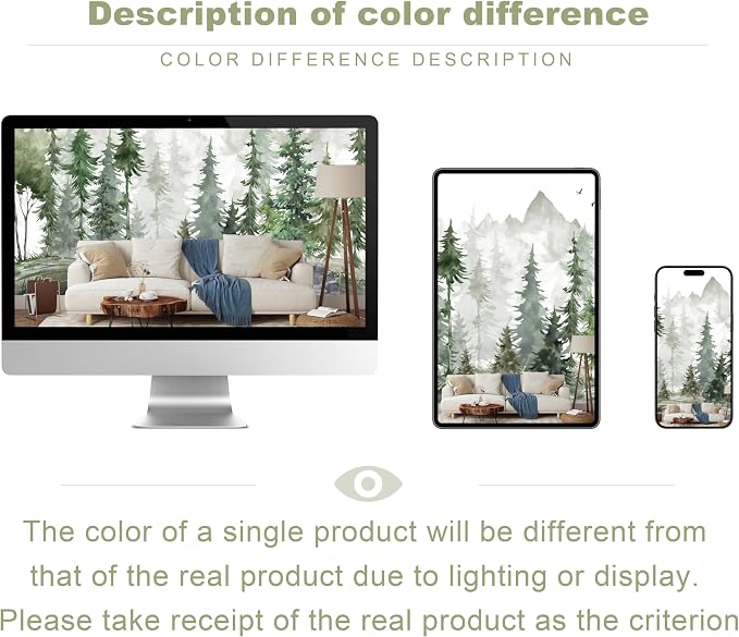 Nursery Forest Peel and Stick Wallpaper Green Landscape Wall Mural | 137"x96", Self Adhesive Canvas, for Bedroom Living Room Bathroom, Seamless, No overlapping - Image 6