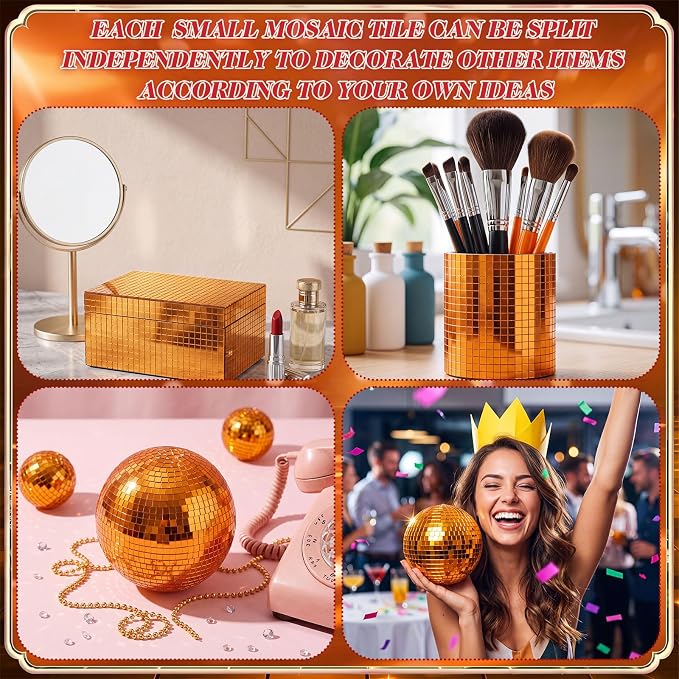 10800 Pieces Orange Disco Mirror Tile Self-Adhesive Mirrors Mosaic Tile - Image 6