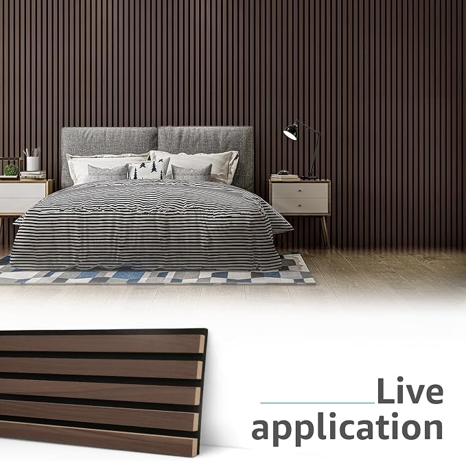 Art3d 4pcs-107 x 8in Slat Acoustic Panel for Wall and Ceiling, 3D Fluted Sound Absorbing Panel with Wood Finish, Dark Walnut - Image 3