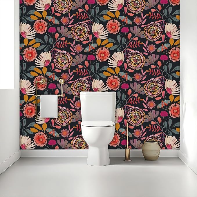Peel and Stick Wallpaper Floral Contact Paper for Cabinets/Kitchen/Bathroom | Textured Vinyl Stick on Wall paper, Removable, Waterproof, Self-adhesive, Boho, for bedroom/rv/laundry room, 17.3" x 118" - Image 7