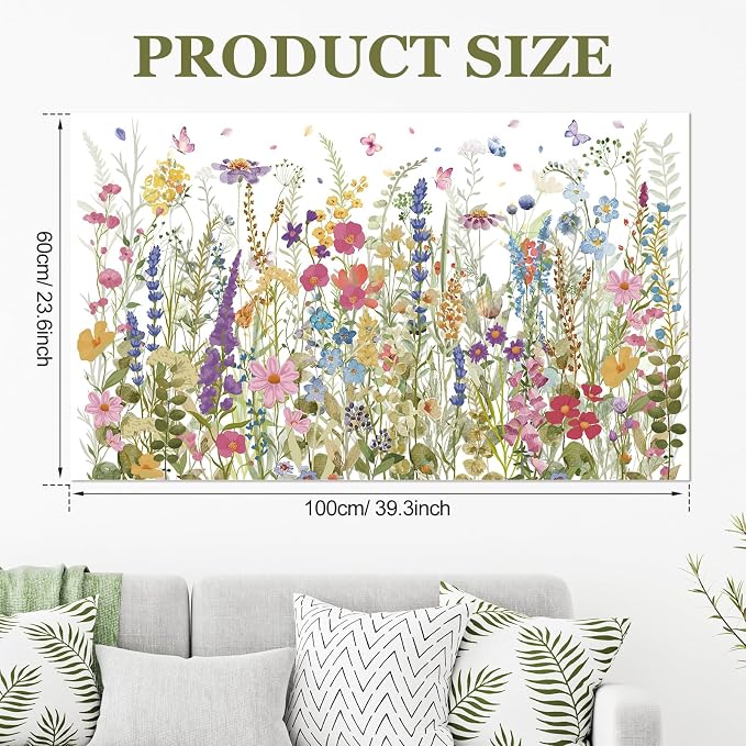 Zonon 6 Pcs Flower Wall Decals Peel and Stick Sticker, Wildflowers | Vinyl Removable Wall Stickers & Murals, Colorful Butterfly Wall Decals, Wildflower Decor for Bedroom, Living Room, Nursery - Image 8