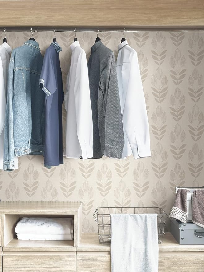 NuWallpaper Cream Folk Tulip Peel and Stick Wallpaper, Removable Wallpaper, 20.5 in x 18 ft - Image 5
