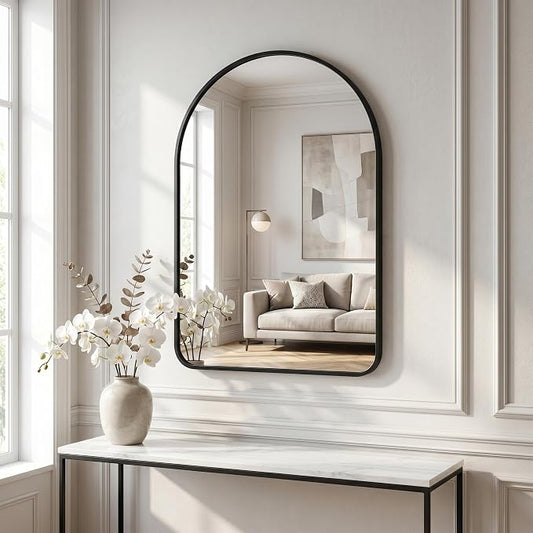 HARRITPURE 24"x36" Arched Bathroom Mirror Wall Mounted Black Arch Mirror by HARRITPUREHome