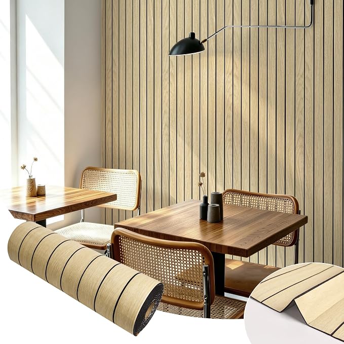 Naphite 3D Wood Slats Peel and Stick Wall Panels,PVC Thicken 118in 15.7in | Oak Natural Wood Grain,Flexible Wall Paneling for Accent Wall Bedroom Ceiling,Faux Wooden Self Adhesive,Acoustic Foam Panels by VisittheNaphite
