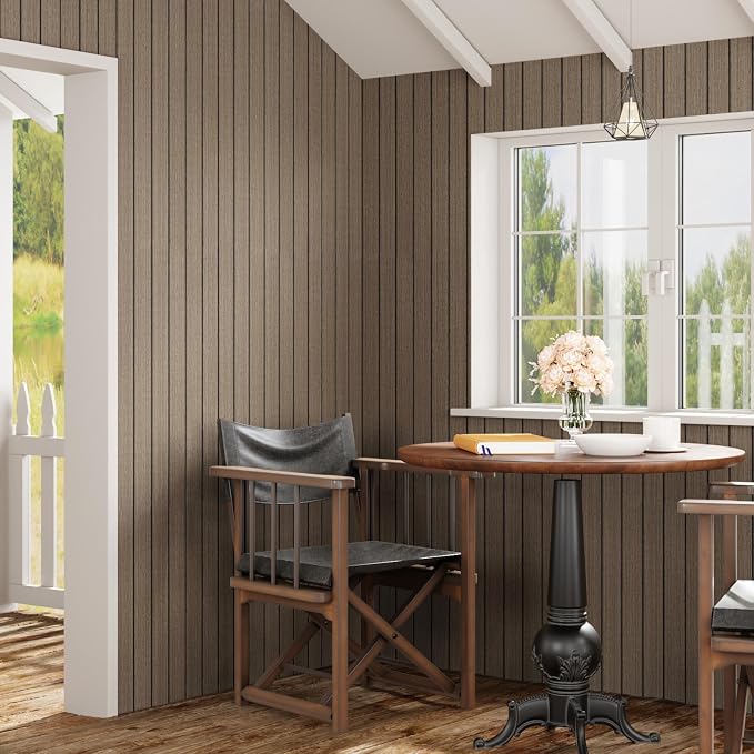CRE8TIVE 24"x118" Large Roll Dark Brown Oak Wood Peel and Stick Wall Panels | 3D Wood Slat Wall Panel, Flexible Self Adhesive Wooded Grain Wallpaper, Foam Wall Paneling for Interior Decor Kitchen Island - Image 4