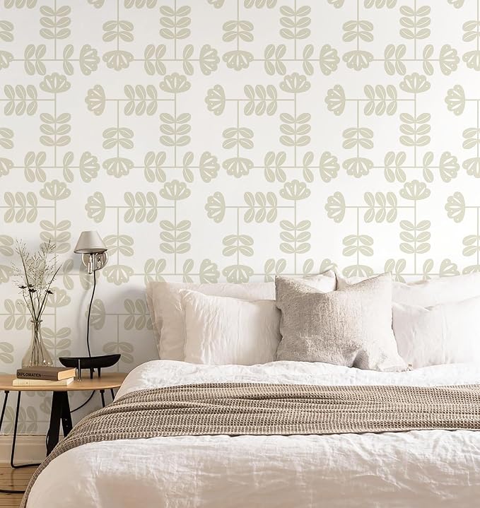HeloHo Peel and Stick Wallpaper Boho Beige/White Contact Paper Neutral Wallpaper Renter Friendly Removable Self-Adhesive Wall Paper for Bedroom Bathroom Wall Decor Vinyl Roll 17.3''x393.7'' - Image 4