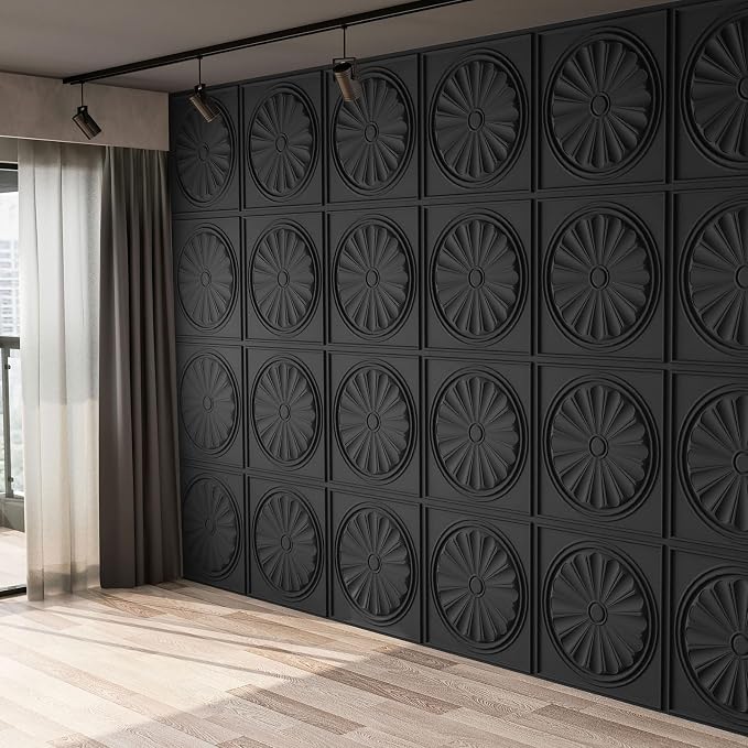 Art3dwallpanels Ceiling Tiles 12 Pack, 24 x 24 Inch, Black | Drop Ceiling Tiles, High Grade PVC, 3D Wall Panels for Interior Wall Decor, Fire Rated, Waterproof, Light Weight - Image 5