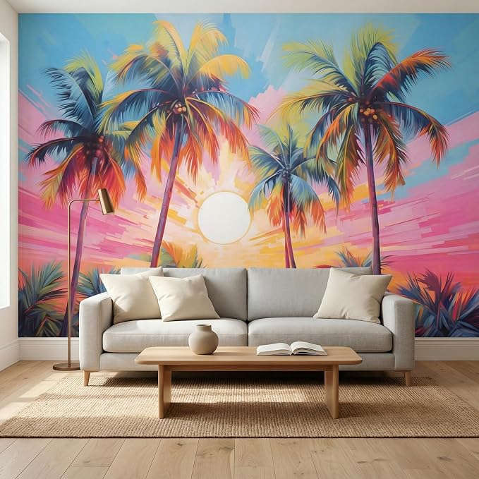 MFWFM Palm Tree Peel and Stick Wallpaper Tropical Coconut Tree Wall Mural | 137"x96", for Bedroom Living Room Bathroom, Self Adhesive Canvas - Image 2