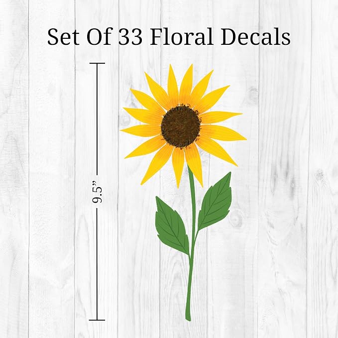 Wildflower Wall Decals - Set of 33 Vinyl Flower Room Decor Peel and Stick Removable Floral Stickers for Nursery Bedroom Bathroom - Image 3