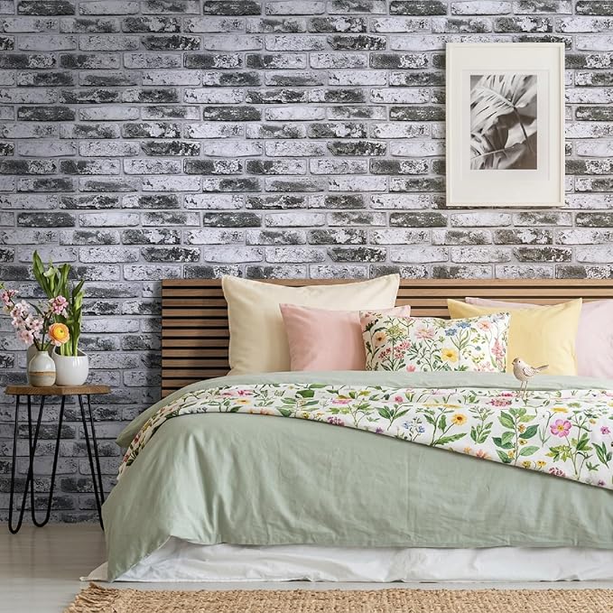 Commomy Faux Brick 3D Wall Panels,Thin UrltraLight PVC 22.8" x 11.8" | Thin UrltraLight PVC Peel and Stick Tile Retro Brick Printable for Bedroom,Living Room,TV Background（Covers 22.48 sq.ft) - Image 2