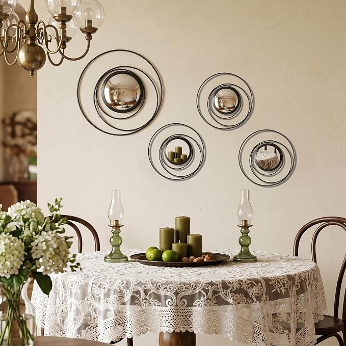 4 Piece Gold Round Wall Mirror Set Modern Metal Circles for Home Decor - Image 5