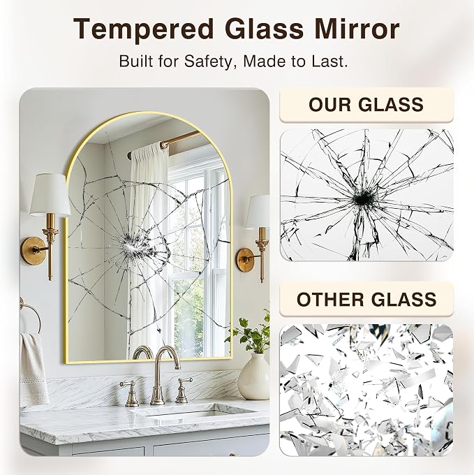 Arched Bathroom Vanity Mirror for Over Sink, 2 Pack 36”x24”, Gold - Image 5