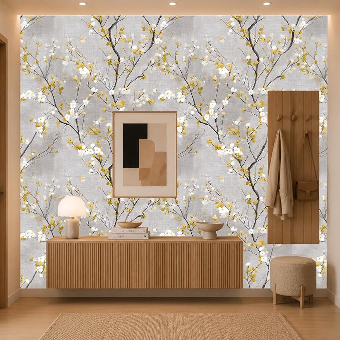 White Floral Branches Removable Self-Adhesive Wallpaper for Bedroom & Living Room Decor 17.7×118 Inch,Waterproof Wall Covering for Accent Walls, Apartment, Nursery - Image 5
