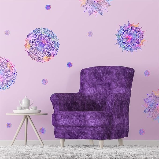 Purple Mandala Wall Stickers Mandala Decal for Window Modern Wall Art Mural | Headboard vinyl decoration, lotus peel and stick, removable, self adhesive, for bedroom living room yoga room home gym decor - Image 8