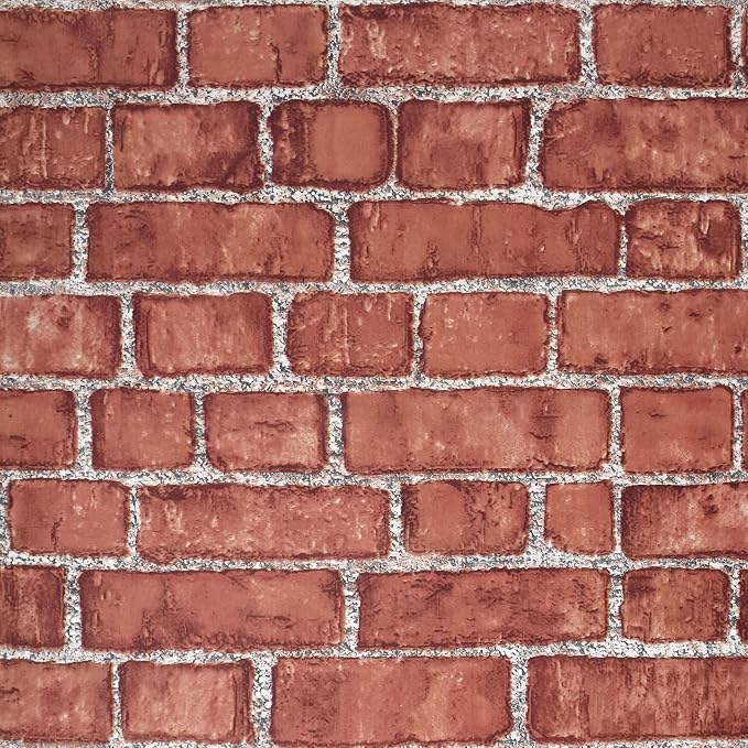 Cohoo Home Red Brick Wallpaper Peel and Stick Contact Paper Faux 591”×18” | Red Brick Contact Paper for Walls Brick Wrapping Paper Self Adhesive Removable Wallpaper Bedroom Kitchen Backsplash Fireplace by CohooHome